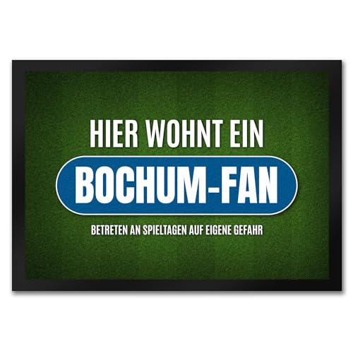 trendaffe - Hier wohnt EIN Bochum-Fan Fußmatte mit Rasen Motiv Fußball Stadion Tor Fan Sport von trendaffe