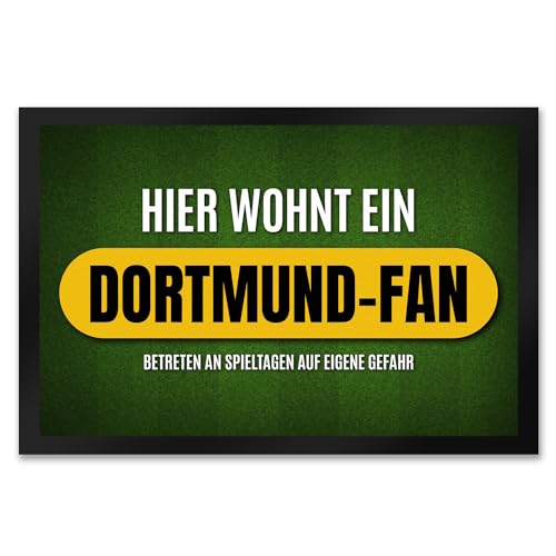 trendaffe - Hier wohnt EIN Dortmund-Fan Fußmatte XXL mit Rasen Motiv von trendaffe
