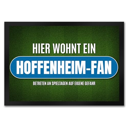 trendaffe - Hier wohnt EIN Hoffenheim-Fan Fußmatte mit Rasen Motiv Fußball Hoffenheim Verein von trendaffe