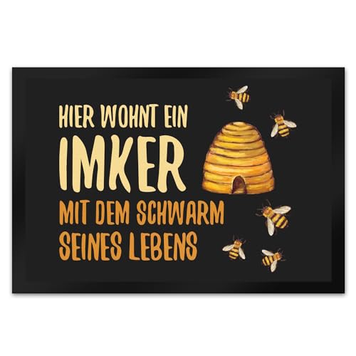 trendaffe - Hier wohnt EIN Imker mit dem Schwarm seines Lebens Fußmatte XL mit Bienen Motiv von trendaffe