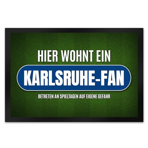 trendaffe - Hier wohnt EIN Karlsruhe-Fan Fußmatte XL mit Rasen Motiv von trendaffe