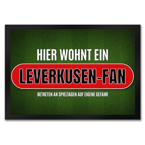 trendaffe - Hier wohnt EIN Leverkusen-Fan Fußmatte mit Rasen Motiv Fußball Leverkusen Verein von trendaffe