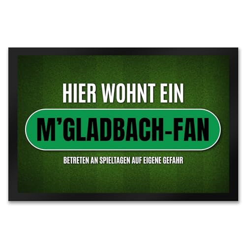 trendaffe - Hier wohnt EIN M'Gladbach-Fan Fußmatte XXL mit Rasen Motiv von trendaffe