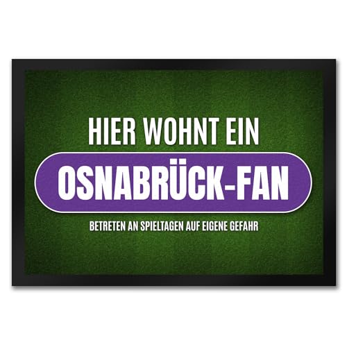 trendaffe - Hier wohnt EIN Osnabrück-Fan Fußmatte mit Rasen Motiv Fußball Stadion Tor Sport von trendaffe