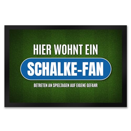 trendaffe - Hier wohnt EIN Schalke-Fan Fußmatte XXL mit Rasen Motiv von trendaffe