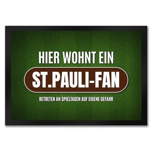 trendaffe - Hier wohnt EIN St.Pauli-Fan Fußmatte mit Rasen Motiv Fußball Sport Stadion Tor von trendaffe