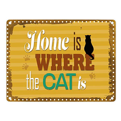 trendaffe Home is Where The Cat is Blechschild in 15x20 cm - Metallschild Dekoschild von trendaffe -