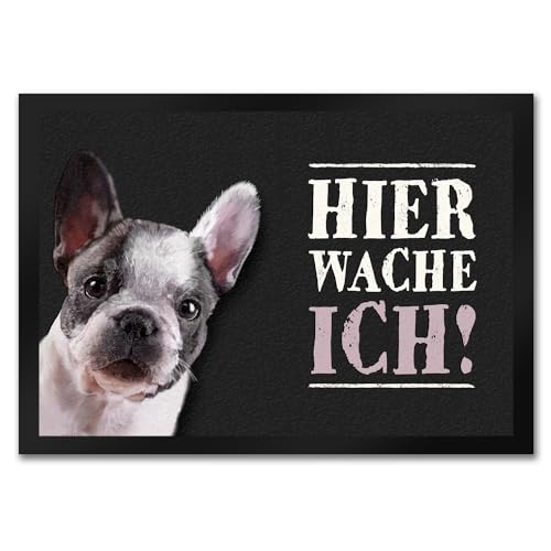 trendaffe - Hier wache ich! Franz.Bulldogge Fußmatte mit Französische Bulldogge Motiv von trendaffe