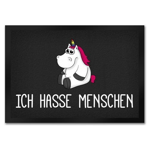 trendaffe - Ich Hasse Menschen Fußmatte mit Einhorn Motiv Honeycorns Wohnung HASS Unicorn von trendaffe