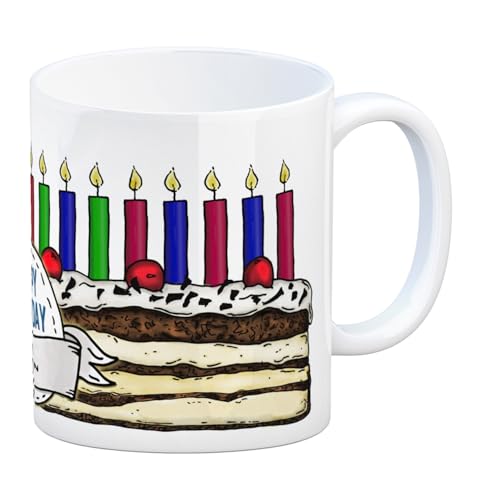 trendaffe - Kaffeebecher Tasse Kaffeetasse Becher Mug Teetasse Büro 18 Jahre Tasse Torte Kuchen 18 Kerzen Geschenkidee Geburtstagstasse Schwarzwälder Kirschtorte von trendaffe