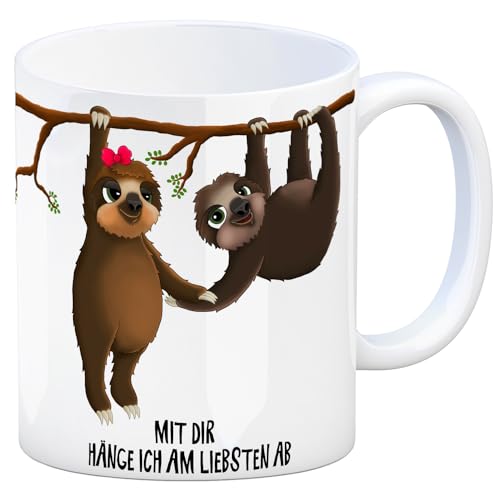 trendaffe Kaffeebecher mit Faultier Pärchen Motiv und Spruch: Mit dir hänge ich am liebsten ab trendaffe Kaffeebecher mit Faultier Pärchen Motiv und Spruch: Mit dir hänge ich am liebsten ab von trendaffe