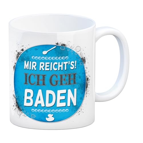 trendaffe Kaffeebecher mit Spruch: Mir reicht's! Ich geh baden von trendaffe