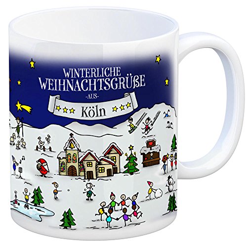 trendaffe - Köln Weihnachten Kaffeebecher mit winterlichen Weihnachtsgrüßen - Tasse, Weihnachtsmarkt, Weihnachten, Rentier, Geschenkidee, Geschenk von trendaffe