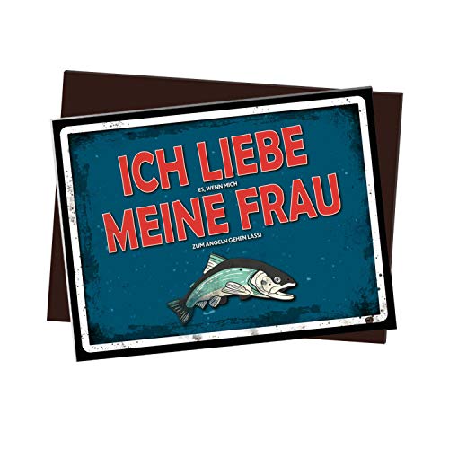 trendaffe - Kühlschrankmagnet mit Angler Motiv und Spruch: Ich Liebe es wenn Mich Meine Frau zum Angeln lässt von trendaffe