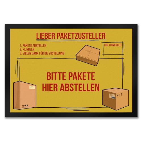 trendaffe Lieber Paketzusteller Fußmatte mit Paket Motiv Trinkgeld Paket Postbote Tür von trendaffe