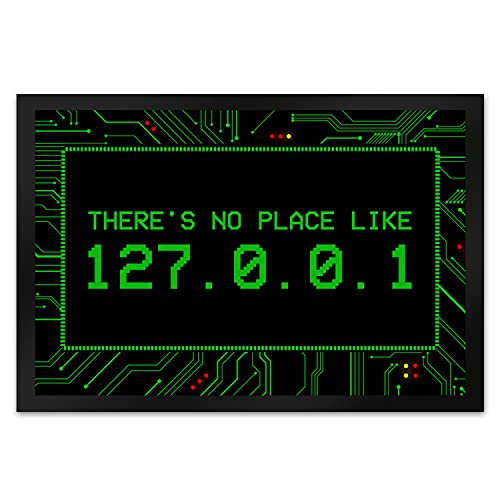 Localhost Fußmatte mit IP Adresse 127.0.0.1 in grün - There's no Place Like von trendaffe