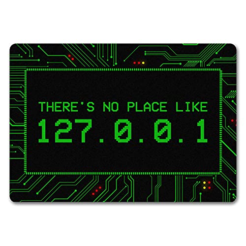 Localhost Fußmatte mit IP Adresse 127.0.0.1 in grün - There's no Place Like von trendaffe