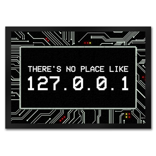 trendaffe - Localhost Fußmatte mit IP Adresse 127.0.0.1 in weiß - There's no Place Like von trendaffe