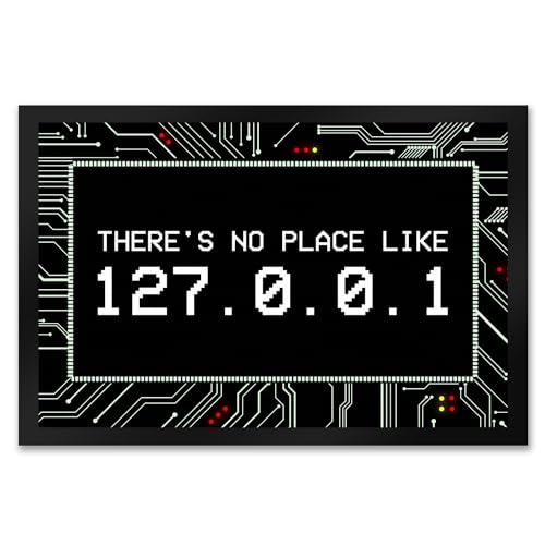 Localhost Fußmatte mit IP Adresse 127.0.0.1 in weiß - There's no Place Like von trendaffe