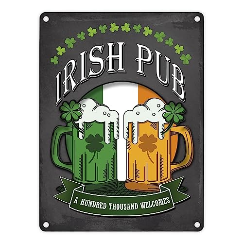 Metallschild mit Irish Pub Motiv - ein cooles Metallschild von trendaffe - passende weitere Begriffe dazu: Irish Pub Irland Bier Whiskey Kleeblatt retro Blechschild Schild von trendaffe