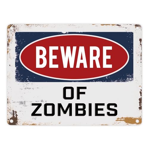 Metallschild mit Spruch: Beware of Zombies von trendaffe