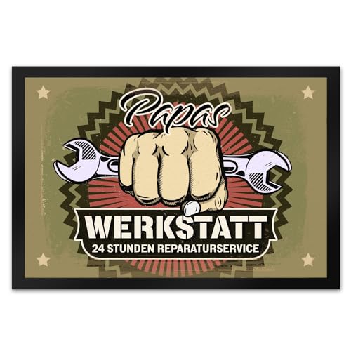 Papas Werkstatt Fußmatte im rostigen Retrolook Papas Werkstatt Fußmatte im rostigen Retrolook von trendaffe
