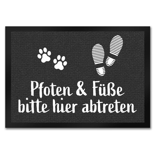 trendaffe - Pfoten und Füße Bitte Hier abtreten Fußmatte mit Abdruck Hund Hunde Pfote Tier von trendaffe