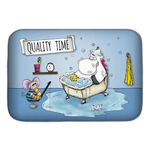 trendaffe Quality Time Badematte mit Einhorn Motiv Honeycorns Unicorn Badewanne Badezimmer von trendaffe