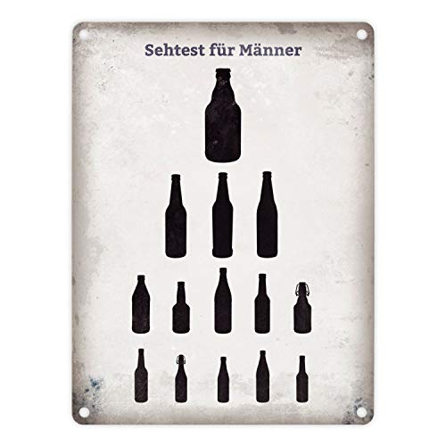 trendaffe Sehtest für Männer Blechschild mit verschiedenen Bierflaschen in 15x20 cm - Metallschild Dekoschild von trendaffe -