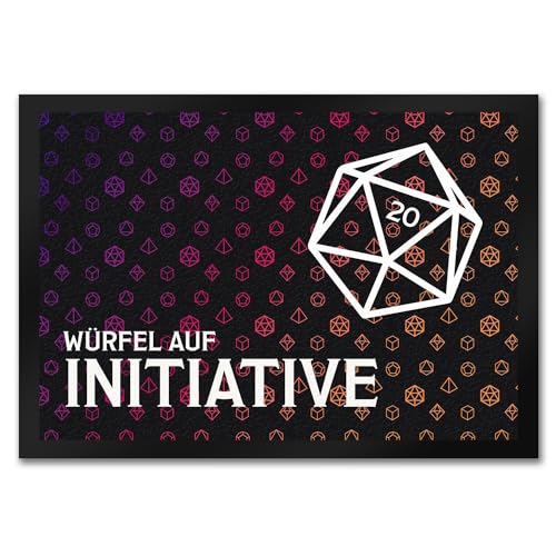 trendaffe Tabletop Fußmatte mit Würfelmuster und Spruch: Würfel auf Initiative von trendaffe