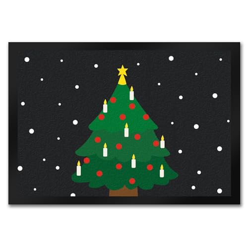 trendaffe - Weihnachtsbaum im Schnee Fußmatte Weihnachten Tannenbaum Christbaum Kerzen Liebe von trendaffe