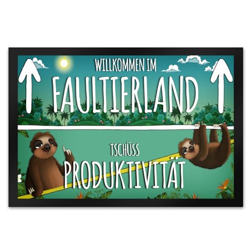 trendaffe - Willkommen im Faultierland Fußmatte XL mit Faultier Motiv von trendaffe
