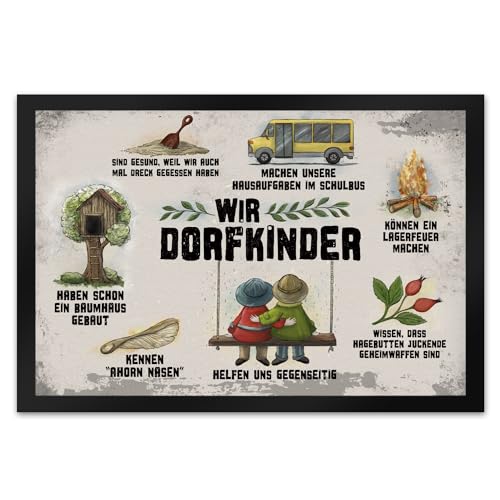 trendaffe Wir Dorfkinder Fußmatte XL mit Retro Motiv von trendaffe