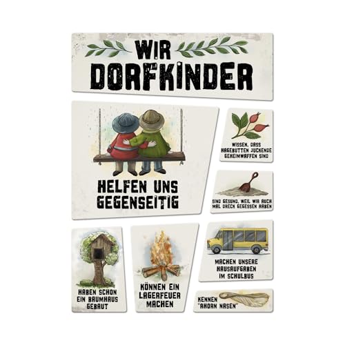 Wir Dorfkinder Kühlschrankmagnete im 8er Set im Retro-Stil Erinnerungen Kinder von trendaffe