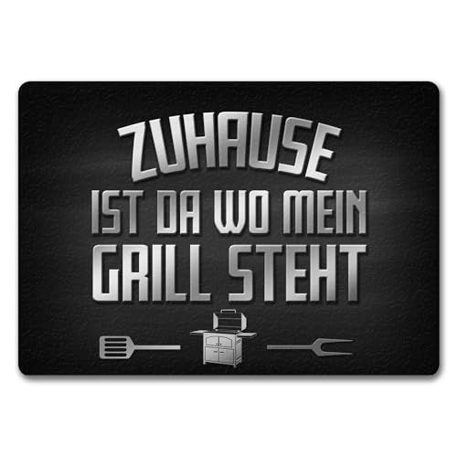 trendaffe Zuhause ist da wo Mein Grill Steht Fußmatte randlos mit Motiv von trendaffe