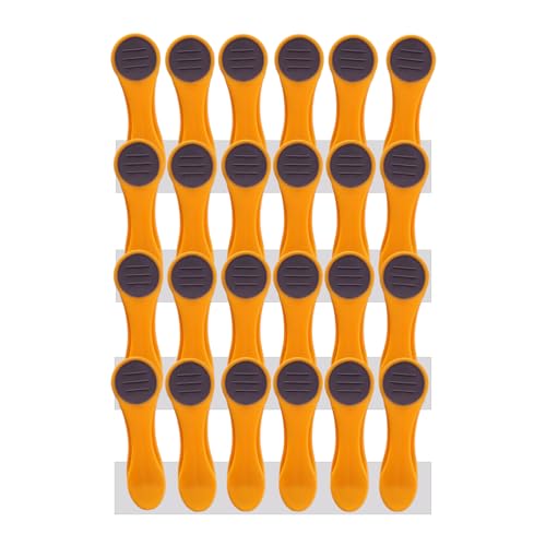 24 Wäscheklammern Wäscheclips mit Druckfedern aus Edelstahl und Soft Grip Softgrip Soft Touch Softtouch Gelb-Orange Dunkelgrau von trendfinding
