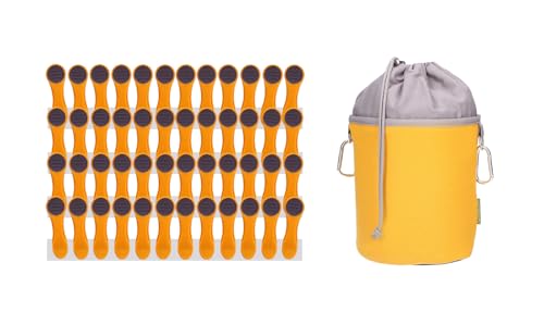 48 Wäscheklammern Gelb mit Edelstahl Federn und 1 Design bellaCott Wäscheklammerbeutel aus Canvas Stoff von trendfinding