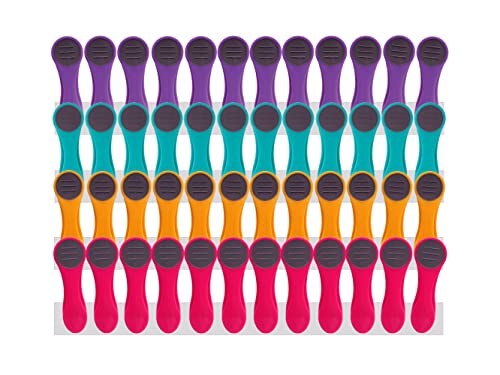 48 Wäscheklammern mit Federn aus rostfreiem Edelstahl Soft Grip Softgrip Soft Touch Softtouch (Lila, Türkis, Gelb, Pink, Grau) von trendfinding