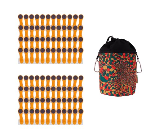 96 Wäscheklammern Gelb mit Edelstahl Federn und 1 Design bellaCott Wäscheklammerbeutel aus Baumwolle Schildkröte von trendfinding