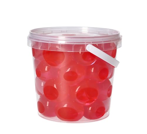 trendfinding 1 Liter Eimer aus Kunststoff mit Deckel Deko Hydro Wasser Perlen Kugeln künstliche Blumenerde Aquaperls Aqualinos zum Dekorieren (Rot_XXL) von trendfinding