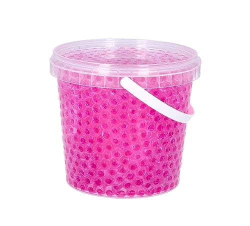 trendfinding 1 Liter Eimer aus Kunststoff mit Deckel Deko Hydro Wasser Perlen Kugeln künstliche Blumenerde Aquaperls Aqualinos zum Dekorieren Ø 0,8 bis 1,2 cm (Pink_SM) von trendfinding