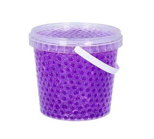 trendfinding 1 Liter Eimer aus Kunststoff mit Deckel Lila Deko Hydro Wasser Perlen Kugeln künstliche Blumenerde Aquaperls Aqualinos zum Dekorieren Ø 0,8 bis 1,2 cm von trendfinding