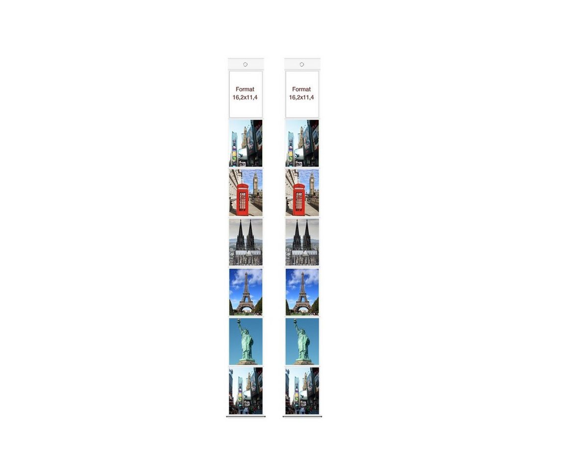 trendfinding Bilderrahmen Collage 2er Set Fototasche für 7 Fotos im Hochformat 11,4x16,2 cm, für 7 Bilder (1 St), 7 Fotos im Hochformat von trendfinding