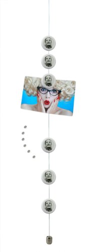 trendfinding Design Deko Magnetseil Fotoseil Stahlseil mit 6 Bilderrahmen Foto Galerie Fotogalerie Halter Fotohalter Kartenhalter 6 Neodym Magnete von trendfinding