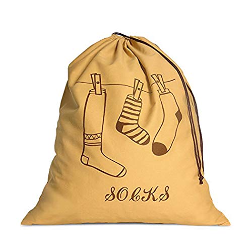 trendfinding Großer Wäschesack 15kg Fassungsvermögen, 60x70 cm aus 12OZ Baumwolle - Cappuccino im Socken-Style-Design, Digitaldruck und beidseitiger Zuziehkordel von trendfinding