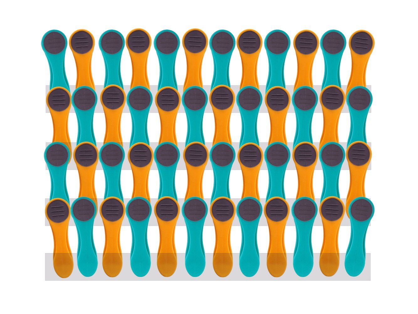 trendfinding Wäscheklammern 48 Wäscheklammern mit Federn aus Edelstahl und Soft Grip Gelb-Türkis, Langlebigkeit durch Federn aus Edelstahl, neueste Klammertechnik von trendfinding