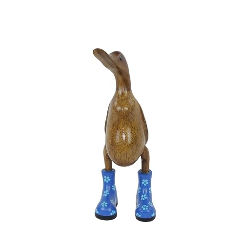 trendforge Dekortation Teakholz Ente Handmade Teakente Dekoartikel für Zuhause Geschenk hochwertig und einzigartig - ca. 33cm (Blau, S) von trendforge