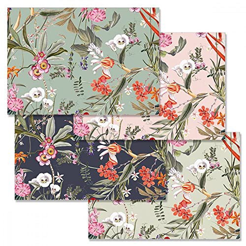 Papiertischset FLORAL Luxe, Blumen, 1 Abreissblock mit 48 Blatt (4 Sujets à 12 Blatt), L42xB29.7xH0.8cm von trendform