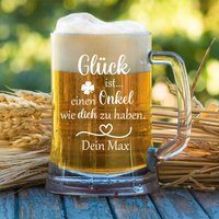 Bierkrug Für Onkel Glück Ist Einen Wie Dich Zu Haben Mit Wunschnamen Geschenk Zum Geburtstag von trendgravur