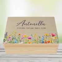 Erinnerungskiste Baby, Erinnerungsbox Mit Namen, Holzkiste Zur Geburt, Geschenk Geburt Für Erinnerungen Wunschnamen Und Geburtsdaten von trendgravur